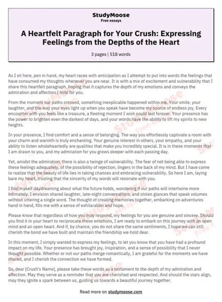 A Guide To Crafting The Perfect Paragraph For Your Crush